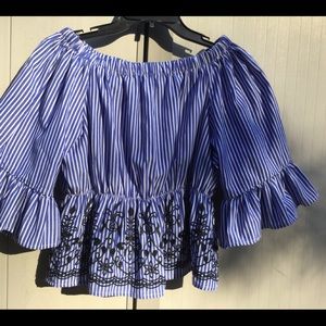 Off Shoulder Striped Blouse